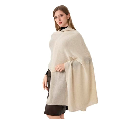 Cashmere Wrap Soft Knitted Scarf Stole for Women Airplane Travel Blanket Shawl 87x28 IN Extra Large Pashmina - color: Beige