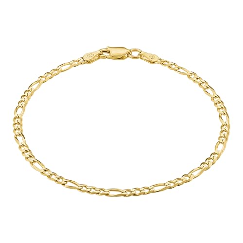 KISPER 18K Gold Plated 925 Sterling Silver Chain Bracelets for Women, Waterproof Tarnish Resistant, Curb/Rope/Figaro/Mariner Link Bracelet, 6.5, 7, 8, 9 Inch - size: 6.5 inches (X-Small), style: Figaro