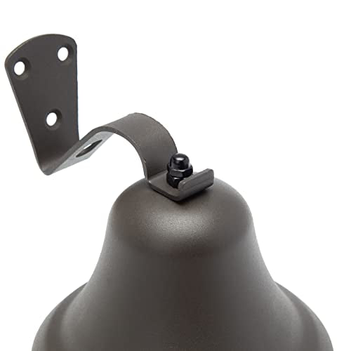 Black Hanging Dinner Bell with Outdoor Mount, Indoor Use, Nautical/Door/Church Design, Rope Included - color: Black