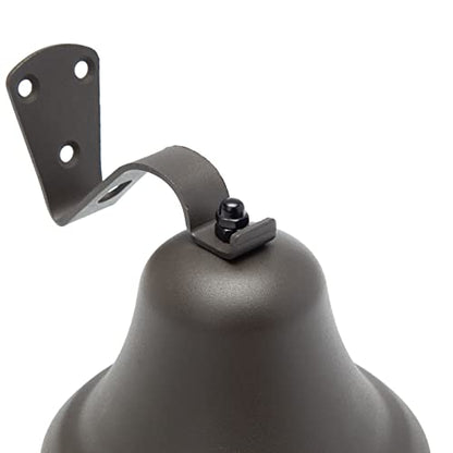 Black Hanging Dinner Bell with Outdoor Mount, Indoor Use, Nautical/Door/Church Design, Rope Included - color: Black