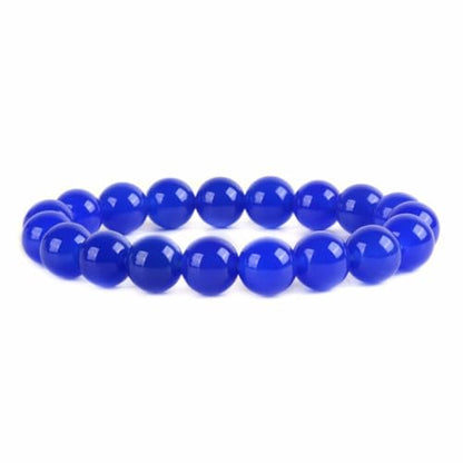 Justinstones Gem Semi Precious Gemstone 10mm Round Beads Stretch Bracelet 7 Inch Unisex - color: Blue Agate