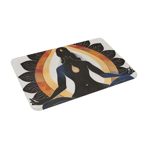 Yoga Meditation Printed Flannel Non - Slip Floor Mat 16x24in - Soft Plush Microfiber Rug for Every Indoor Space - color: Yoga Meditation