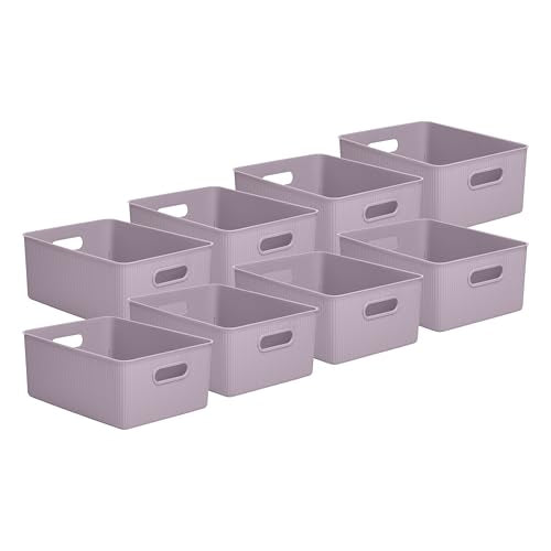Superio Decorative Plastic Basket Open Home Storage Bins Organizer Baskets, Large (8 Pack) Container Boxes for Organizing Closet Storage Bins for Shelves Drawer Shelf, 15 Liter - size: 8 Pack, style: Bin - Large (15 Liter)