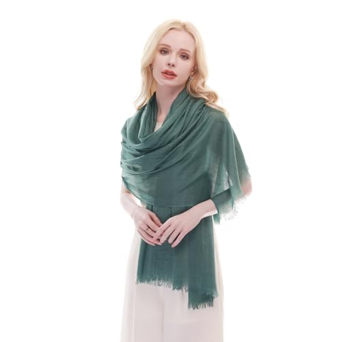 RIIQIICHY Scarf for Women Lightweight Solid Color Long Fashion Gauze Scarves Shawl Wrap - color: Dark Green