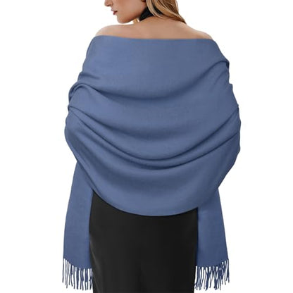 Winter Scarf for Women Pashmina Shawls and Wraps for Evening Dresses Wedding Party Bridesmaid Warm Long Scarves Shawl - color: Blue