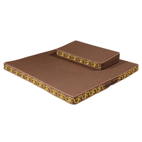 Portable Foldable Meditation Cushion Mat Set with Washable Cotton Linen Cover, Larger Thick Yoga Mat Bolster Floor Pillows Seating for Adults Meditation Accessories coffee1-70CM - color: Coffee1, size: 70CM