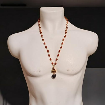 Rudraksha Mala shiv ji Mahakal Locket Rudraksha Mala Mahakal Locket Rudraksha Mala Shiva Rudraksha Mala Mahakal locket with chain - style: design 5
