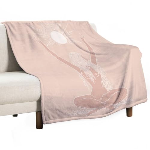 Moon Sun Meditating Throw Blanket for Couch Bed, Soft Cozy Yoga Art Deco Fantasy Sofa Decor Blankets for Women, Men, 30"x40" - color: Moon Sun Meditating, size: 30"x40"