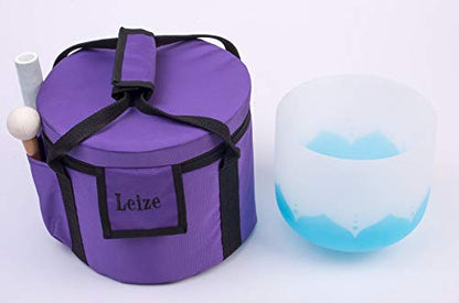 Leize Blue Lotus Design Crystal Singing Bowl G Note Throat Chakra Blue 8" with Heavy Duty Carrying Case Suede Striker - color: lotus design, size: 8" G Note