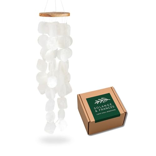 Solange & Frances Natural Capiz Shells Wind Chimes for Outside. Spring Decor Wind Chimes Patio Decor. Unique Gift Ideas for Mom, Birthday Gifts for Women - color: Natural