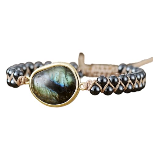 Women Boho Wrap Bracelet,Handmade Natural Stone Crystal Emperor Beads Heart Bracelet, Fashion Bohemian Jewelry Gift for Women