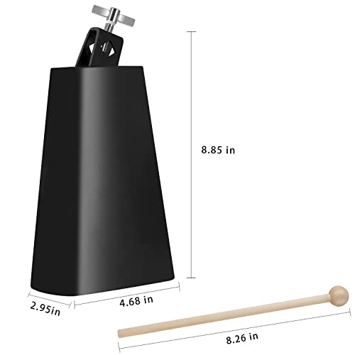 Eastrock 7 inch Metal Steel Cow Bells Noise Makers Hand Percussion Cowbell with Stick for Drum Set - size: 7''