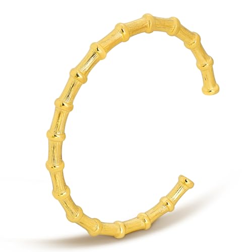 Bamboo Knot Bracelet for Women: 18K Gold Plated Dainty Classic Bamboo Style Open Clasp Cuff Bangle Trendy Minimalist Jewelry Inspirational Gift - color: gold