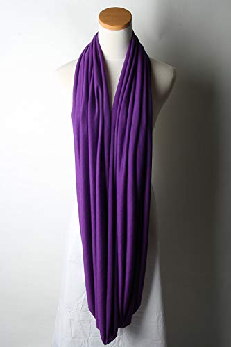 corciova Black Soft Girl Women Infinity Wrap Scarf Stretchy Jersey Knit Sleep Head Circle Scarf Continuous Loop Light Weight - color: 106 Purple