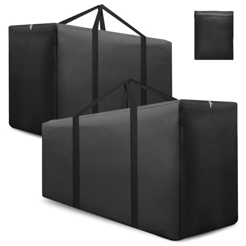 2 Pack Extra Large Patio Outdoor Cushion Storage Bag Waterproof 68" L x 30" W x 20" H Outdoor Cushion Furniture Storage Bag with Handle and Protective Zipper (Black, 2 Pack) - color: Black, size: 2 Pack