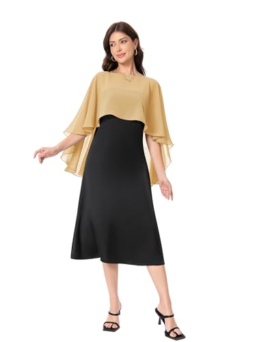 Baoqiya Women's Capelet Shawls and Wraps for Evening Dresses Soft Bridesmaid Shawl Chiffon Cape Wedding Cover Up - color: Gold