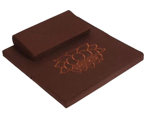 Handcrafted Meditation Mat,Portable Foldable Floor Cushion Outdoor Coconut Fibre Linen Yoga Cushion(Size:60x60cm(24x24inch),Color:Coffee color-1) - color: Coffee color-1, size: 60x60cm(24x24inch)