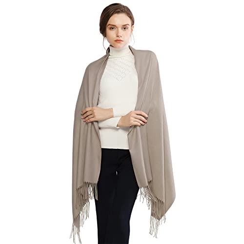 RIIQIICHY Women's Scarf Pashmina Shawls and Wraps for Evening Dress Bridesmaid Wedding Bridal Winter Warm Long Large Scarves - color: Light Khaki