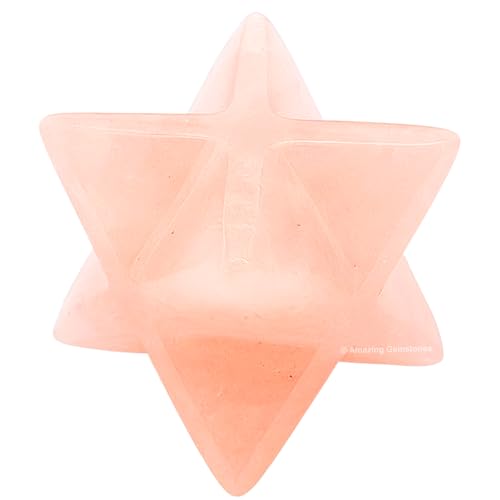Amazing Gemstone Rose Quartz Merkaba Crystal - 0.75 Inches Metaphysical Merkaba Star for Meditation - Energetic Tetrahedron Crystal and Healing Stones for Spiritual Growth and Healing (15-20mm) - color: Rose Quartz, size: 15-20 mm
