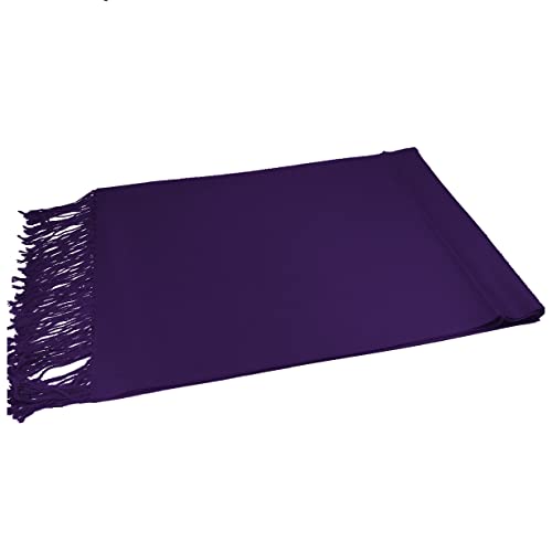 Glory Max Women Large Soft Silky Pashmina Shawl Wrap Scarf in Plain Solid Colors - color: Dark Purple