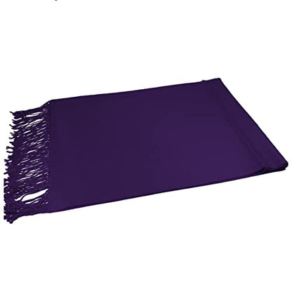 Glory Max Women Large Soft Silky Pashmina Shawl Wrap Scarf in Plain Solid Colors - color: Dark Purple