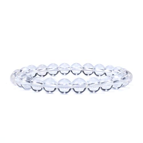 Cherry Tree Collection - Small, Medium, Large Sizes - Gemstone Beaded Bracelets For Women and Men - 8mm Round Beads - color: Clear Quartz, size: Medium