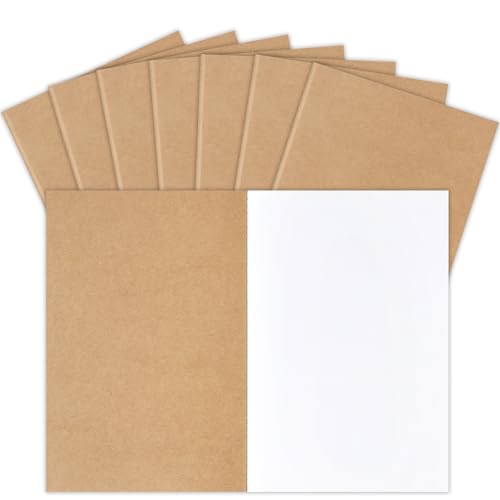 LABUK 8 Pack Blank Kraft Notebooks Journals Notebook Sketch Drawing Pad Book Bulk for Kids Junk Journal, A5, 60 Pages, 8.3 x 5.5 inches