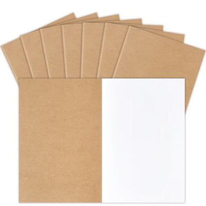 LABUK 8 Pack Blank Kraft Notebooks Journals Notebook Sketch Drawing Pad Book Bulk for Kids Junk Journal, A5, 60 Pages, 8.3 x 5.5 inches