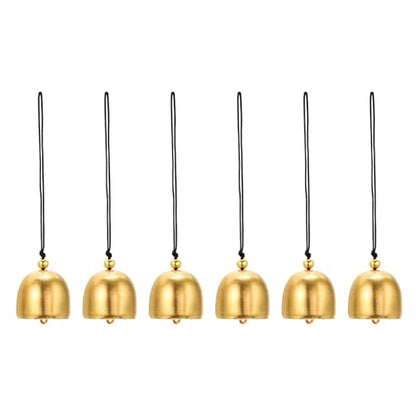 PATIKIL 6 Pcs Wind Chime, Hanging Bells Temple Bells Retro Outdoor Hanging Metal Chinese Wind Chime Round for Outside Garden Camping, Gold Black - color: Gold Black