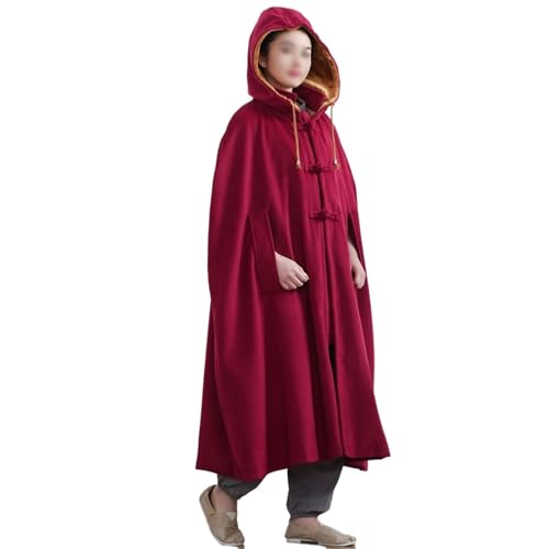 Women Men Meditation Hooded Cloak Double Layer Plush Thickened Coat Comfortable Warm Prayer Robe