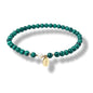 Morchic 4mm Natural Gemstone Beads Stretch Bracelet for Women, With Freshwater Pearls, Energy Gem Birthday Gift for Her 7.2” - color: Malachite