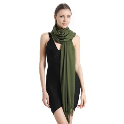 Pashmina Scarf and Shawl - Soft Women Pashminas Wrap for Wedding Evening Party dresses - color: J#. Dark Green