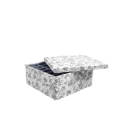 Martha Stewart Shallow Collapsible Storage Photo Organization Bin Container With Lid, Bedford Floral - size: Set of 1 Lidded Storage Organizer