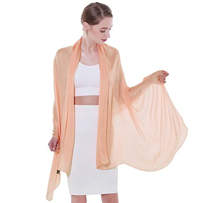 Womens Scarf Pashmina Shawls and Wraps for Evening Dresses Like Chiffon Silk Scarf for Bridal Weddings - color: Peach Beige