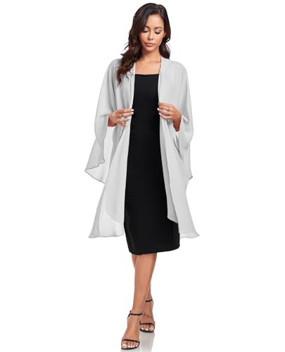 TONGFANTFL Shawls Wraps for Evening Wedding Party Chiffon Scarf Soft Bridal Wraps Wedding Guest Shawl Coverage - color: Silver Gray