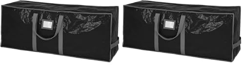 Christmas Tree Storage Bag - Stores 7.5 Foot Artificial Xmas Holiday Tree, Durable Waterproof Material, Zippered Bag, Carry Handles - Protects Against Dust, Insects and Moisture (Black) (Pack of 2) - color: Black, size: 7.5 ft. (Pack of 2)