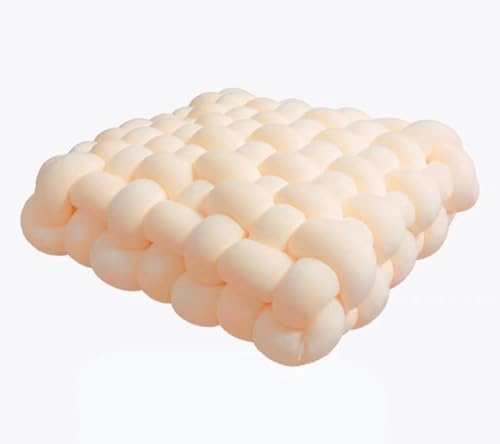 Large Knot Pillow Meditation Cushion Floor Cushions Sitting Funky Throw Pillows Chair Pillows Soft Pad Square Knotted Seat Cushions Home Decoration Living Room B(Size:30 * 33 * 12cm,Color:Cream) - color: Cream, size: 30 * 33 * 12cm
