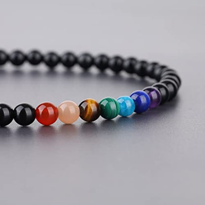 COAI 108 Japa Mala 7 Chakra Stone Wrap Bracelet Necklace - style: Rainbow Obsidian