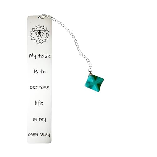 Throat Chakra Stainless Steel Bookmark - Turquoise Merkaba & Self-Expression Quote, Collectible 7-Chakra Set for Energy Healing, Creativity & Spiritual Gifting (Chakra 5) - color: Chakra 5