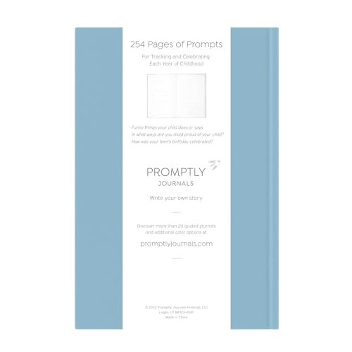 Promptly Journals, A Complete Childhood History: From Pregnancy to 18 Years Old (Dusty Blue, Leatherette) | Baby Book and Pregnancy Journal | Baby Memory Book - color: Dusty Blue