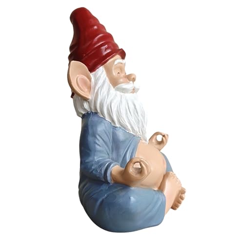 Meditating Yoga Gnome Statue - 7.5'' Handcrafted Garden & Indoor Decor, Meditation Zen Sculpture with Lotus Pose, Weatherproof Outdoor Ornament & Home Decoration, Unique Gift for Women/Men