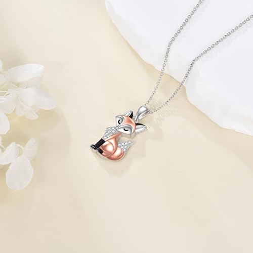 Animal Necklace 925 Sterling Silver Pendant Jewelry Gift for Women Animal Lover - style: Fox