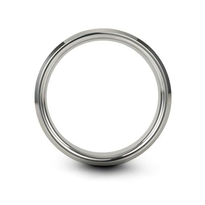 Gift for Yoga Fan - Yoga Meditation Ring - Flat Dome Bevel - Band - Men Women - Brushed Polished - Tungsten - Personalized Custom Engraving - 8mm - Anniversary Wedding - Yellow Rose Gold Silver - color: 12 - Grey Tungsten