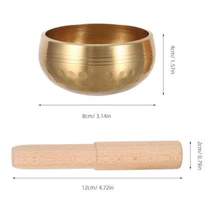 PRETYZOOM Authentic Nepal Hand-hammered Singing Bowl 8cm with Wooden Striker – Meditation Sound Bowl for Beginners Yoga Mindfulness and Relaxation Healing