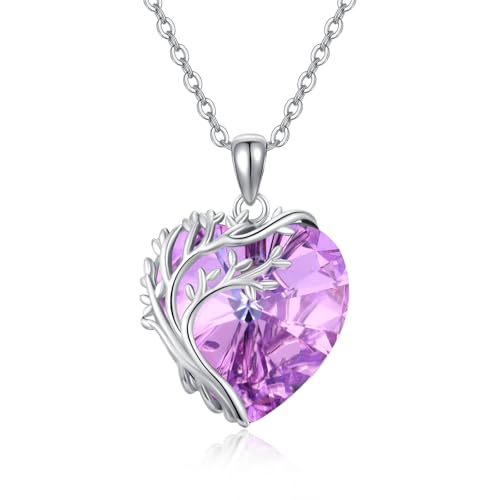 Tree of Life Necklace for Women 925 Sterling Silver Crystal Tree of Life Pendant Necklace Crystal Pendant Jewelry Gift for Women
