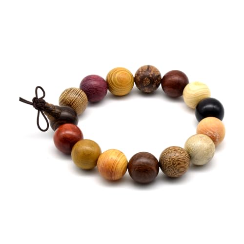 Zen Dear Unisex Natural Colorful Wood Buddhist Prayer Beads Bracelet Necklace Tibetan Mala Prayer Beads - style: 15mm 15beads
