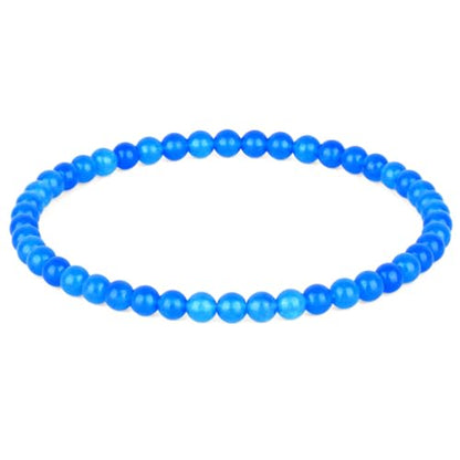 QOGIR Handmade Healing Bracelet,6mm Natural Gem Stone Bracelet rope bracelet - color: Blue Jade(Transformation and Protection), size: 4mm
