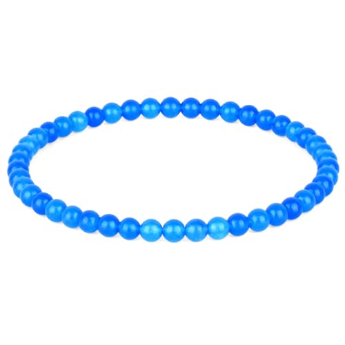 QOGIR Handmade Healing Bracelet,6mm Natural Gem Stone Bracelet rope bracelet - color: Blue Jade(Transformation and Protection), size: 4mm