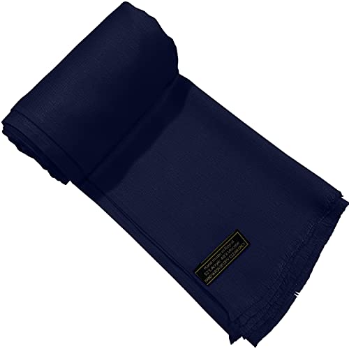 CJ Apparel Solid Color Fringe Design Fringe Shawl Scarf Wrap Stole Throw Head Wrap Pashmina Gift Hand Made in Nepal New - color: Dark Blue Fc1030