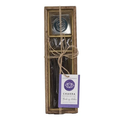 Pacific Giftware Third Eye Chakra Wooden Incense Gift Set, Lavender Scented Incense, Complete with Sticks, Cones, and Holder, Chakra Healing Aromatherapy Relaxation Gift for Yoga and Meditation 10" L